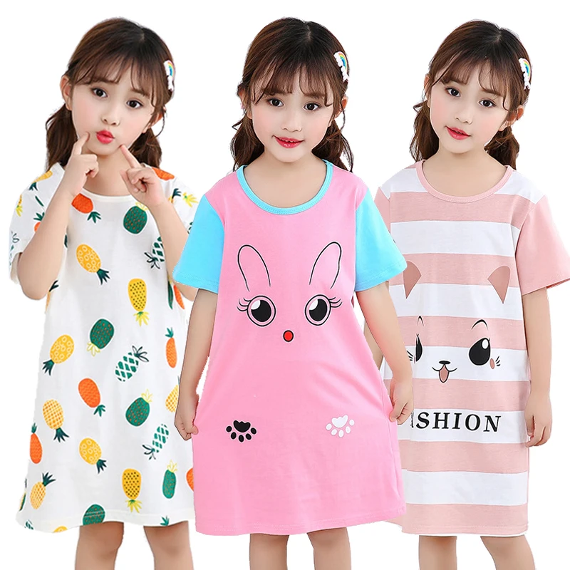 Girls Nightdress Baby Pajamas Cotton Princess Nightgown Kids Night