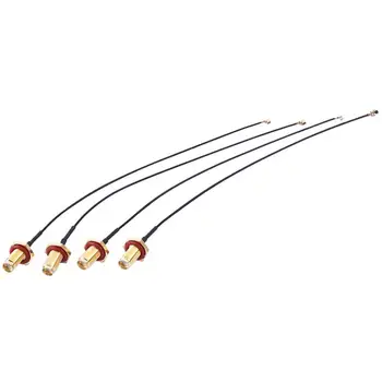 

4pcs ufl.ipx to SMA female bulkhead pigtail cable 1.37mm 15cm(6inch),gold&black