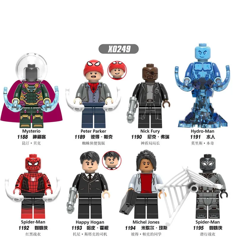 

Building Blocks Figures Marvel Spiderman 3 Far From Home Movie Mysterio Peter Parker Michelle Jones Hogan Toys For Child X0249