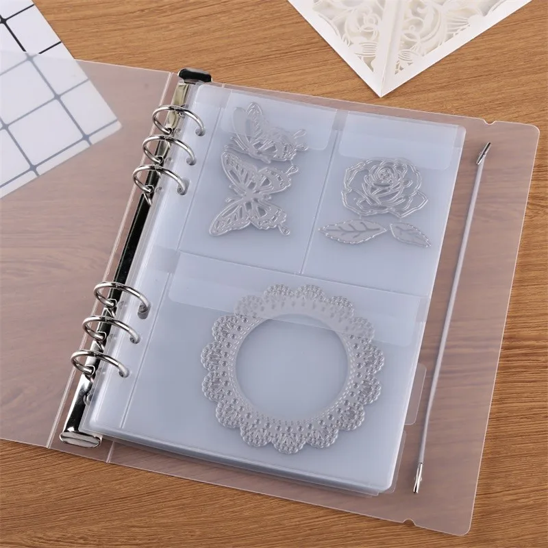 1/2/3/4 Pockets Dies and Stamp Storage Folder Scrapbook Die Cut Storage Binder For Card Documents Photo Postcard Holders