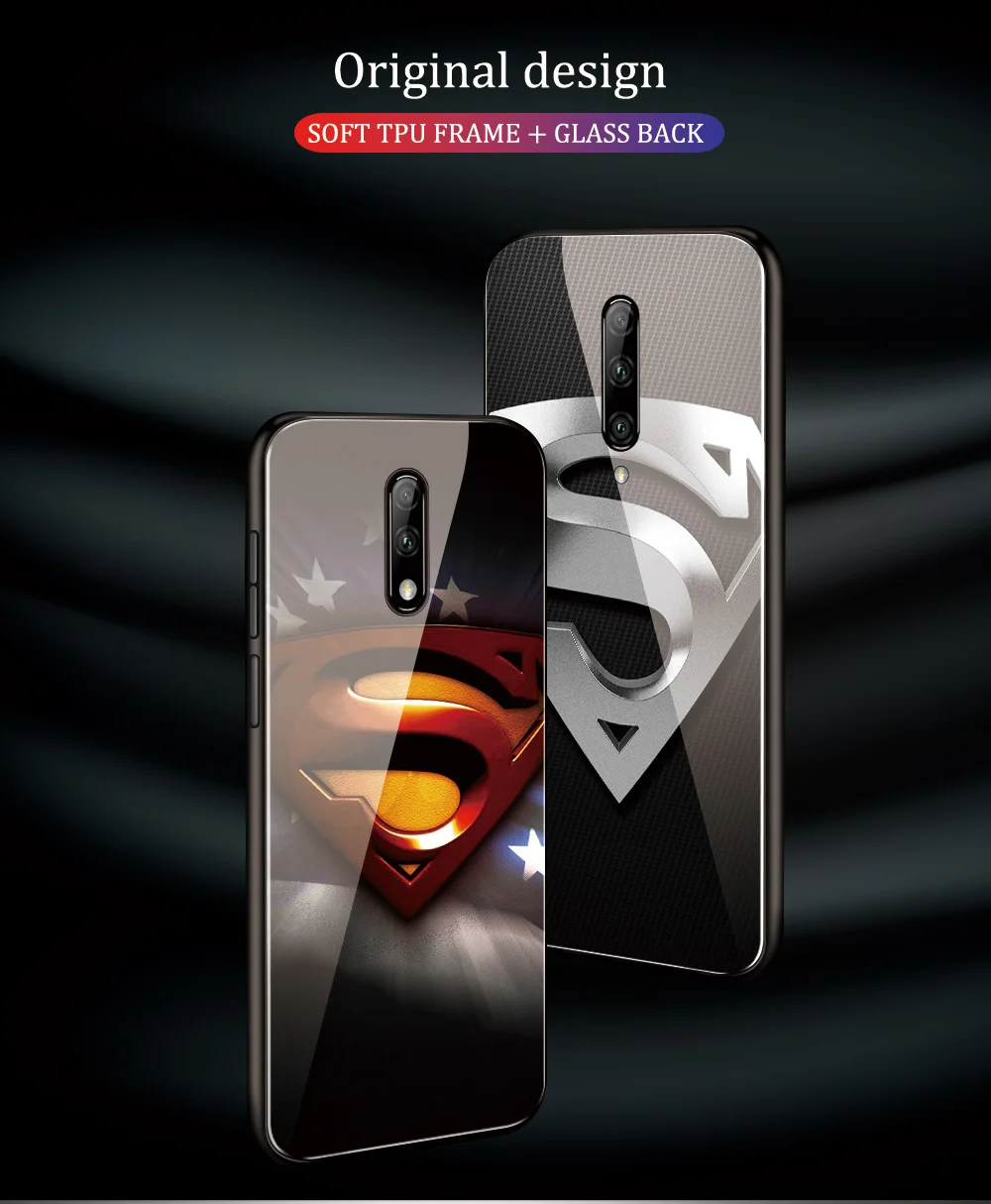 Для OnePlus 7 pro Чехол Супермен серия One Plus 7 закаленное стекло задняя крышка 1+ 6T чехол для телефона для OnePlus 7 pro DIY стеклянный чехол