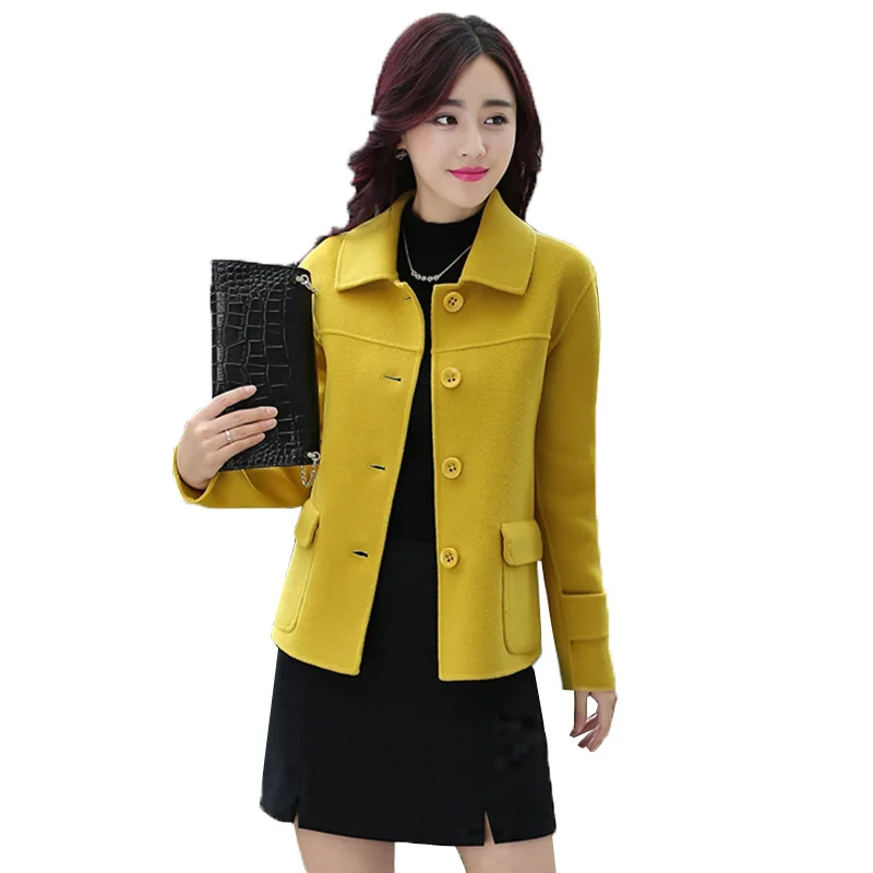 

Woolen Coat Female Autumn Winter Short Loose Jacket Women's Thicken Warm Outerwear Single-breasted lapel Blazer Woolen Coat T362
