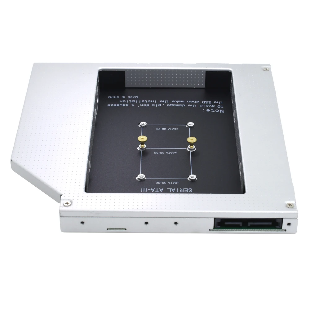 TISHRIC HDD 캐디 Msata SSD, SATA 2 차 캐디 SSD, 하드 디스크 드라이브 어댑터 케이스 박스, 노트북 CD-ROM DVD-ROM 광학 베이, 12.7mm