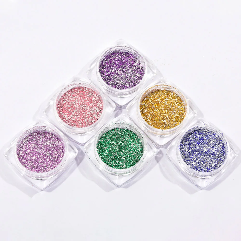 

6Jars/Set Mixed Color 3D Ultrathin Sequins Nail Glitter Flakes Sparkly DIY Tips Dazzling Paillette Nail Art Decorations TRP45