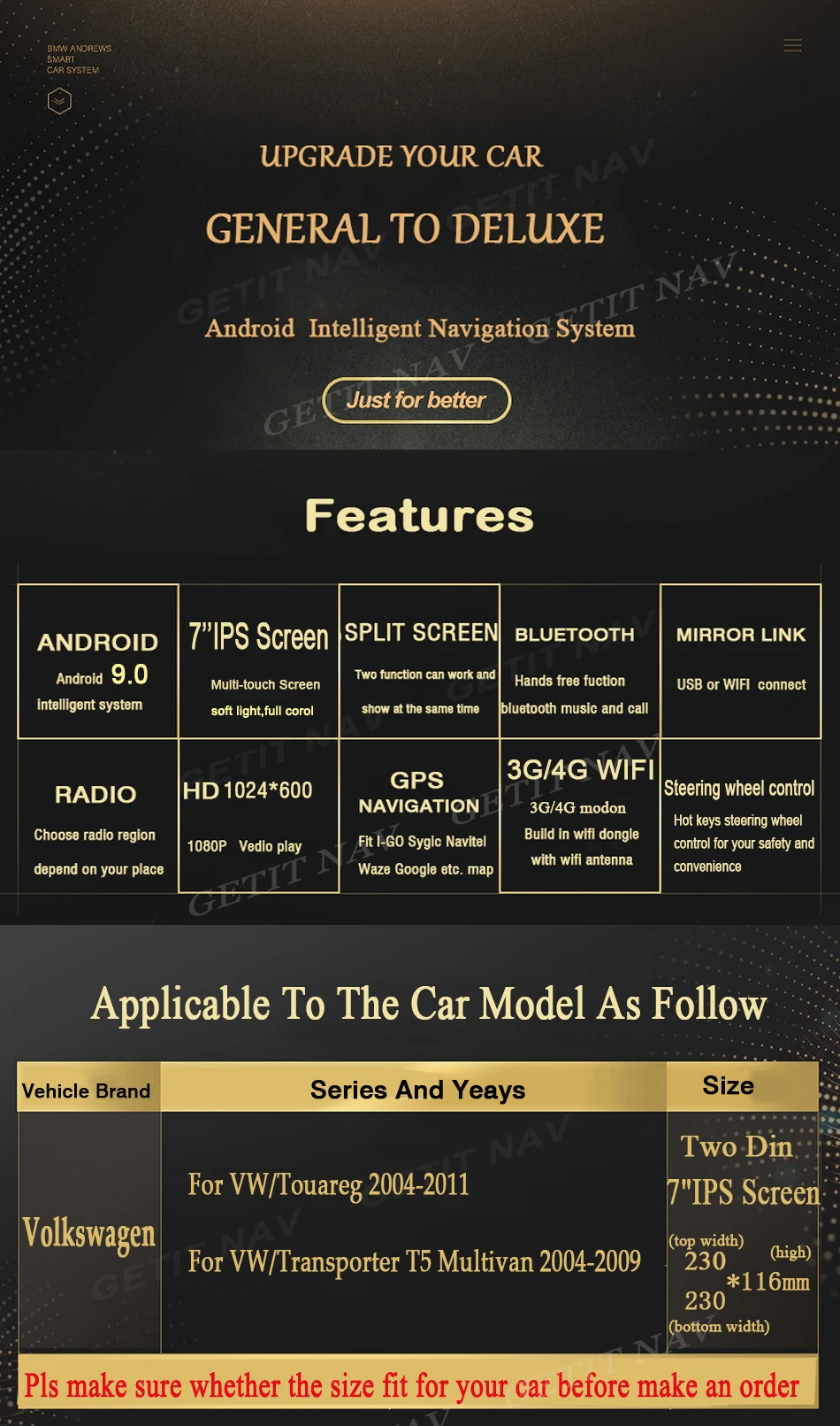 Top DSP IPS Android 9.0 2 din Car DVD multimedia player For Touareg T5 Transporter Multivan multimedia GPS RADIO navigation SCREEN 1
