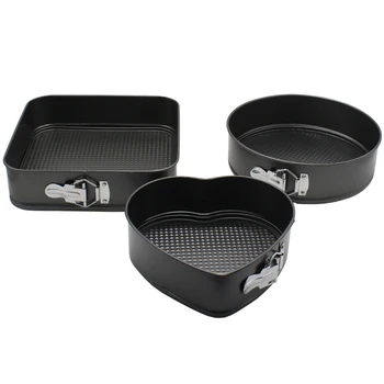 

3pcs Cake Mold Square Heart Shaped Round Non-stick with Removable Bottom Cake Pan with Buckle HY99