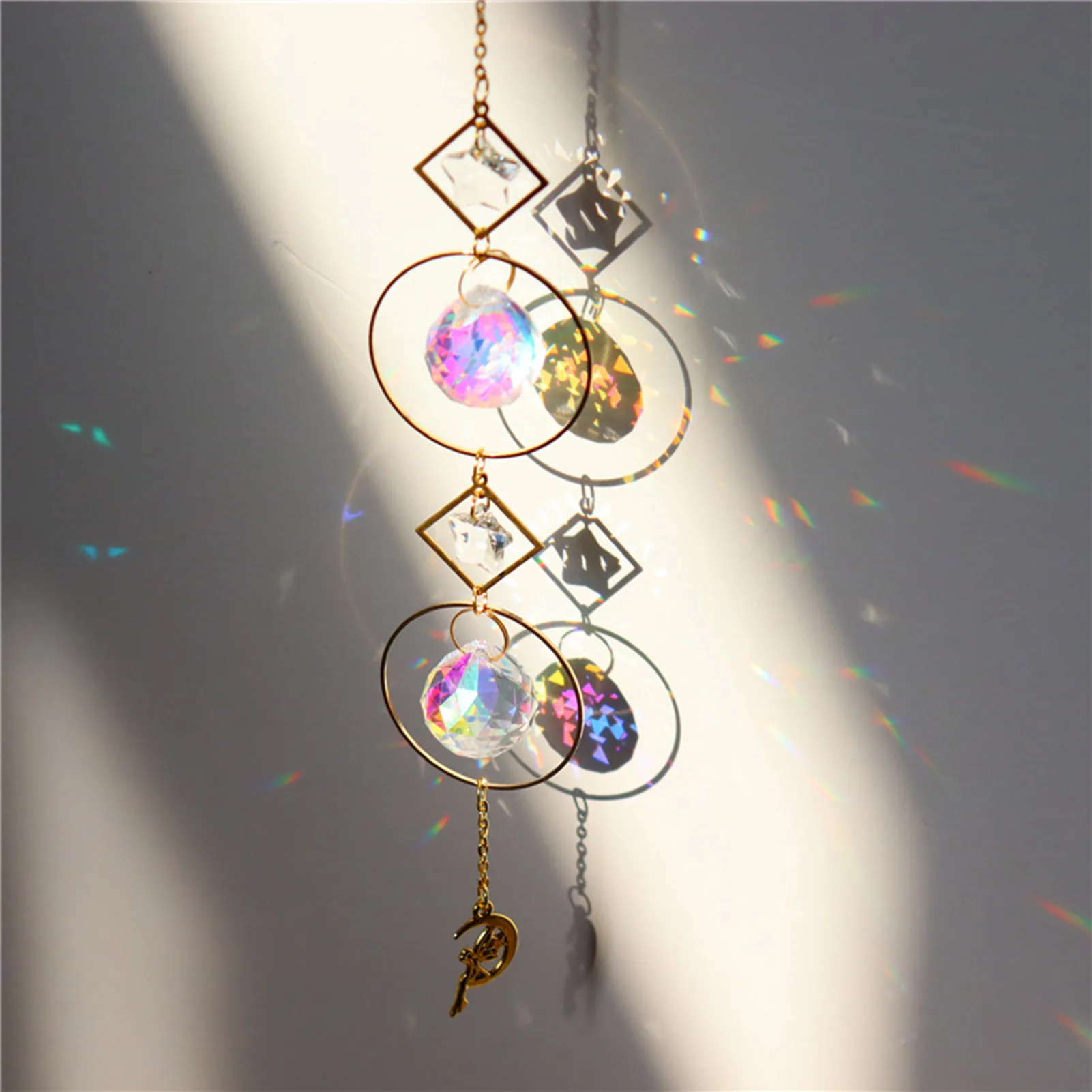 Wind Chimes Dream Catcher Wall Decoration New Indian Style Dreamcatcher Moon Handmade Wind Chimes Wall Ornament Girls Room Decoration Feather Dream Catcher