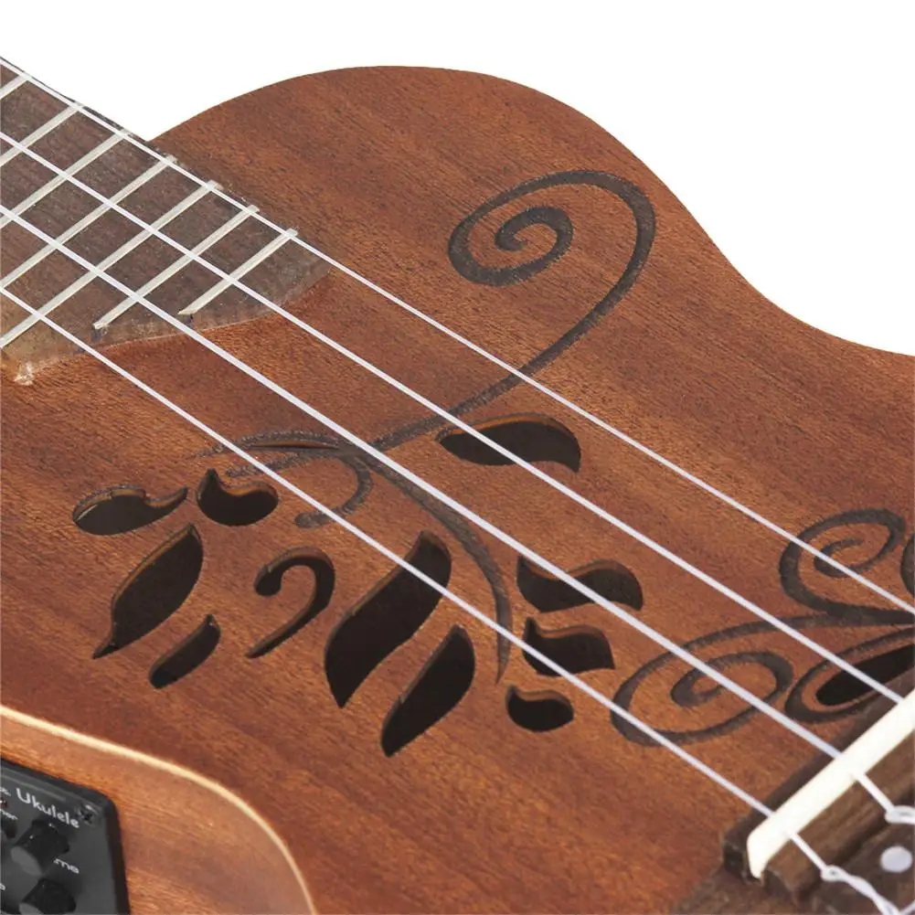 IRIN 24inch Ukulele Sapele Wood Hollow Carved with LCD EQ Tuning Display Capo Strings Strap Musical Instrument