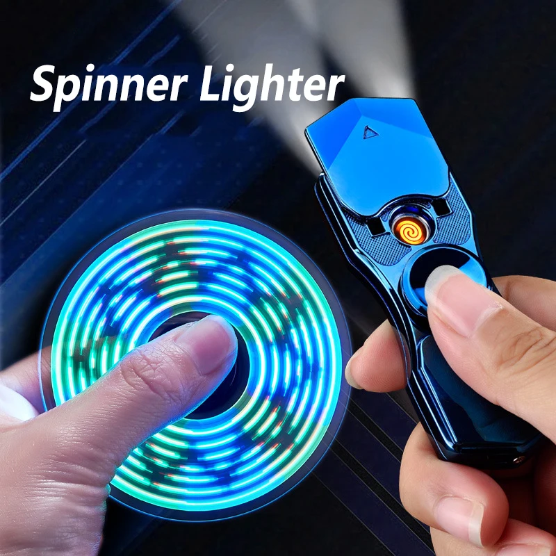 

Finger Spinner Lighter Charging Windproof Creative Personality Male Tide Network Red Usb Electronic Cigarette Lighter Mens Gifts