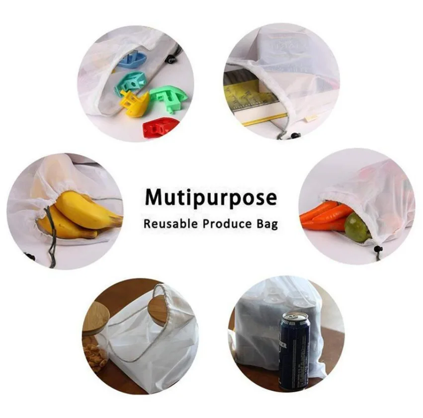 Amazon AliExpress фруктовый лавсановый сетчатый мешок для кухни супермаркета и овощей мешок для фруктов-Стиральная сумка на шнурке черный ремешок