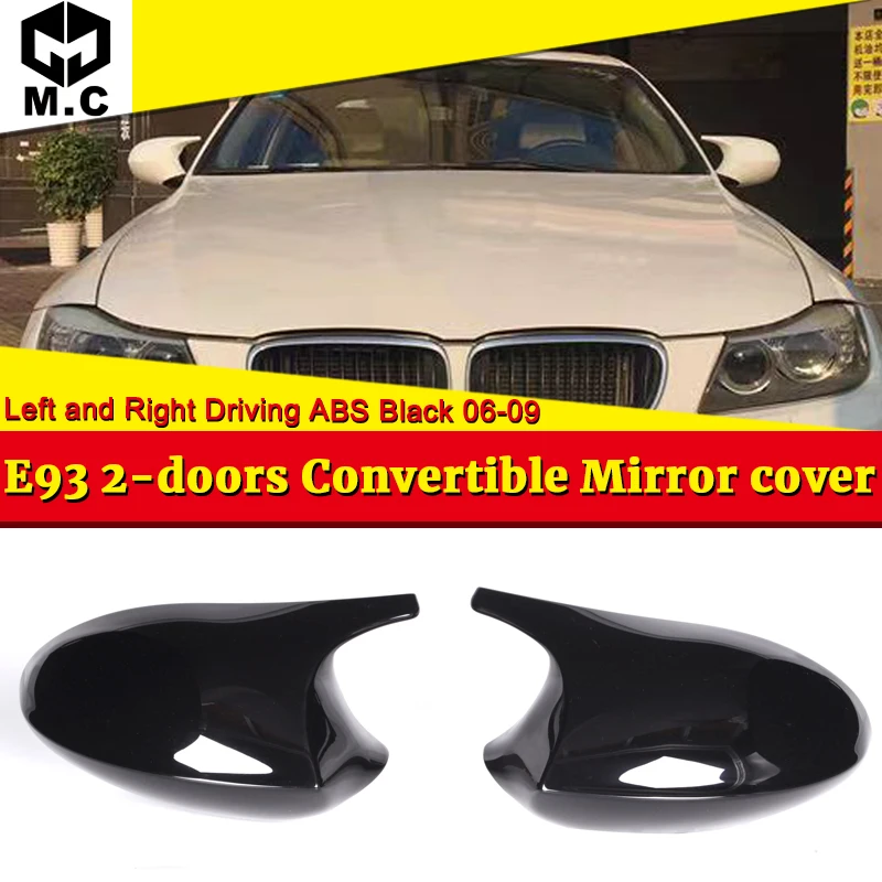 

For BMW 3-Series E93 2-Door Convertible Rear Mirror Cover Caps Add on Style M3 Look 2-Pcs 1:1 Replacement ABS Gloss Black 06-09