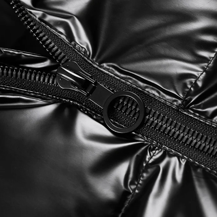 Хит, модные зимние пальто, мужские теплые толстые пальто, зимняя мужская теплая верхняя одежда, модные глянцевые пуховики из искусственной кожи на молнии для мужчин