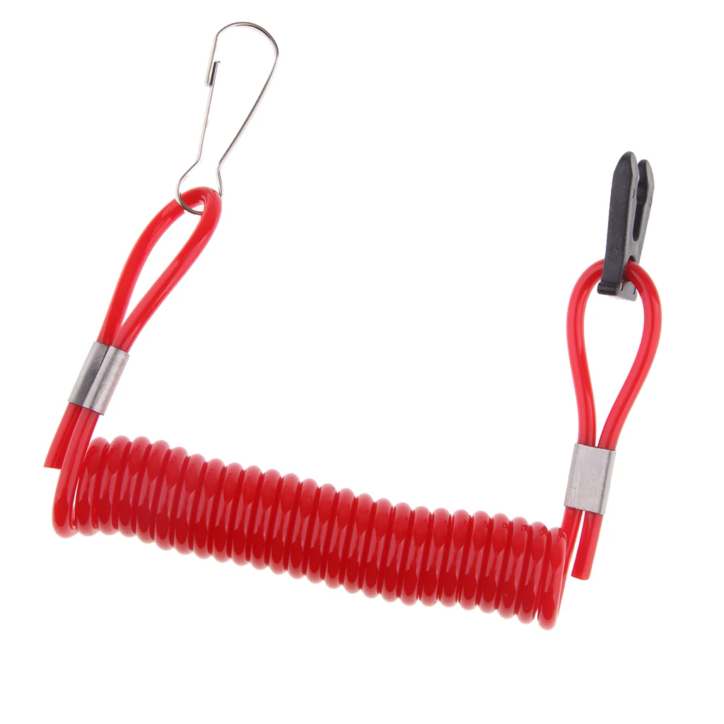 Boat Engine Motor Cut-Off Switch & Safety Tether Lanyard Rope for Suzuki Outboard Motors - Red