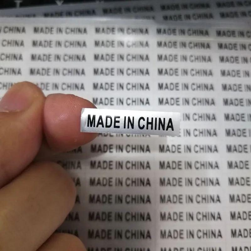 500PCS 25x5mm Silver/White Sticker with Black Print MADE IN