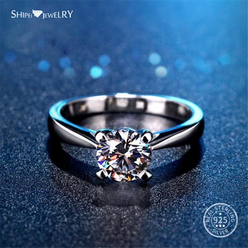 

Shipei 1.4ct Created Moissanite Ring for Women 100% 925 Sterling Silver 8mm Round Moissanite Engagement Ring Fine Jewelry Gift