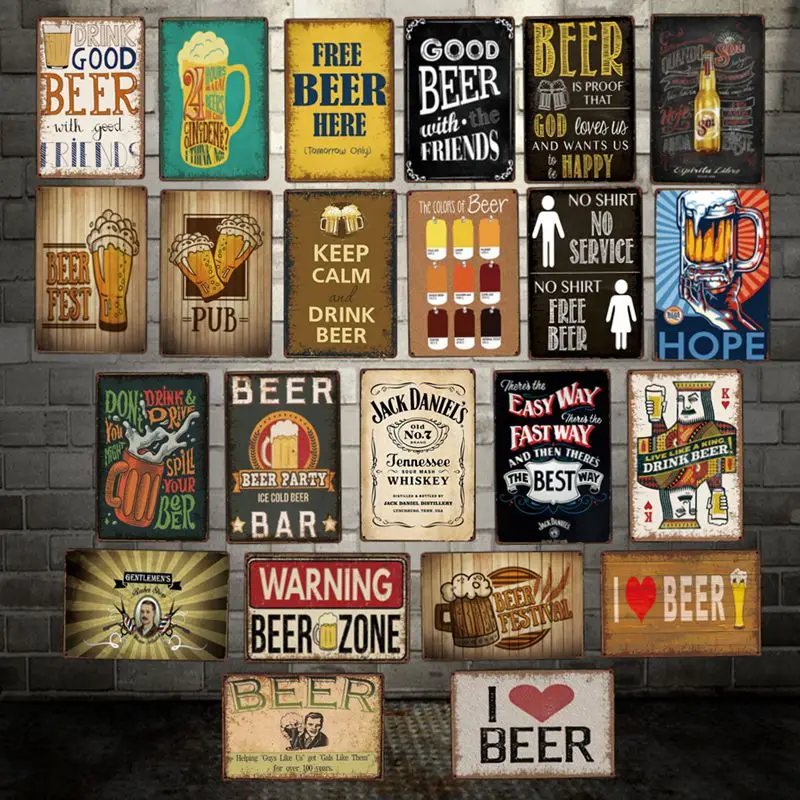 [DecorMan] хорошие пивные металлические вывески оптовая продажа железные картины