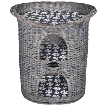 

Rattan Wicker Small Pet Bed House 2-layer Pet Basket Nest Mat Pet Top Quality Manual Teddy Supplies for Dog Cat Woven Cave Bed