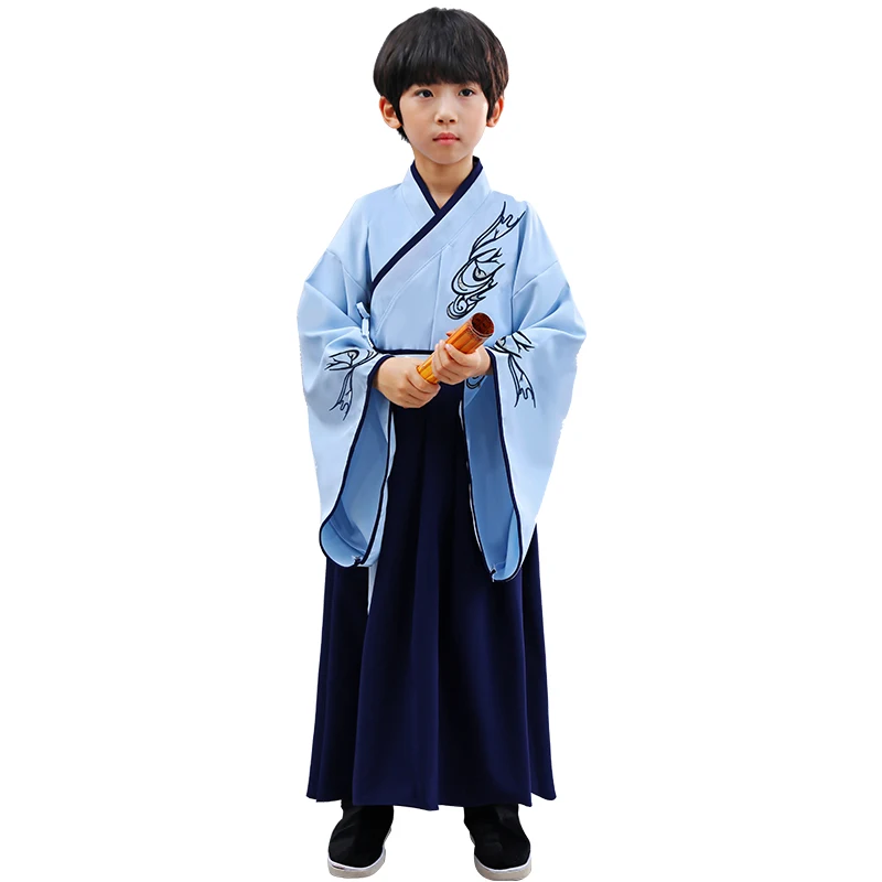 Качественные китайские Hanfu для мальчиков и девочек, школьная форма для детей, костюмы на Хэллоуин, карнавальные костюмы для детей - Цвет: flaresleeve boy1