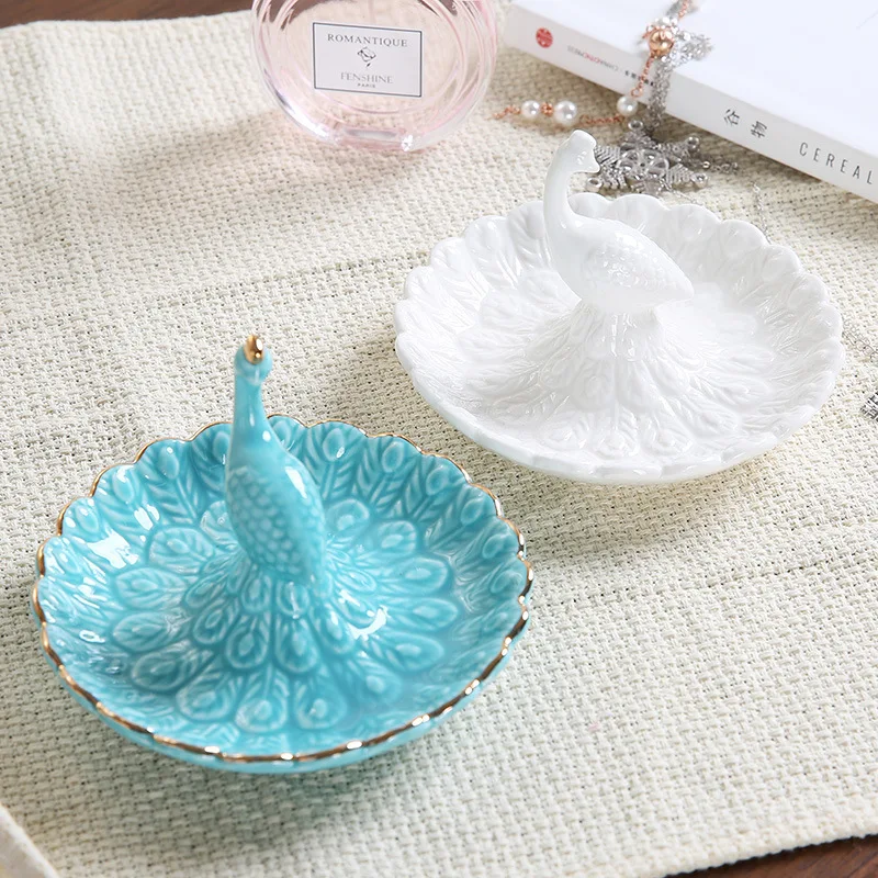 

European Multifunctional Storage Tray Home Decor Modern Ceramic Jewelry Plate Fashion Living Room Decoration Interior For Home