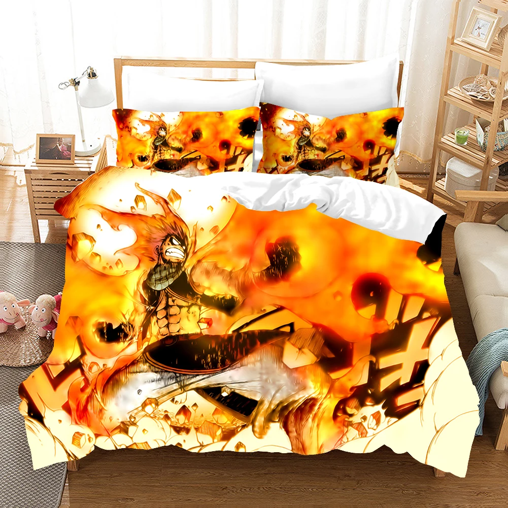 New Anime Fairy Tail Comforter Bedding Set Duvet Covers Pillowcases Bed Set Cartoon De Bedclothes For Kids Bed Linen