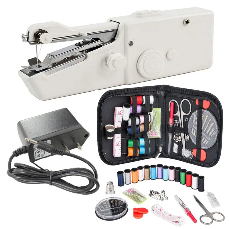 Portable Household Mini Hand Sewing Machine Quick Stitch Sew Needlework Cordless Clothes Fabrics Electronic Sewing Machine