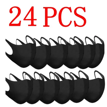 

24pcs Reuse Protective Face Masks Unisex Black Dust Cotton Anti Dust Face Mask Mouth Cover PM2.5 Respirator Washable