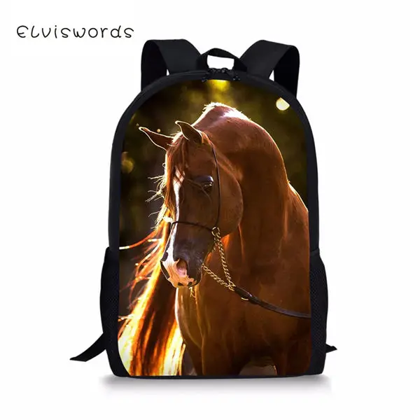 CDWX3670C ELVISWORDS модный детский рюкзак с цветочным рисунком лошади, детская школьная сумка, очаровательные сумки-книжки для малышей, женский рюкзак для путешествий - Цвет: CDWX3670C