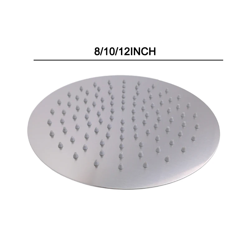Brushed Nickel Overhead Shower Arm Head Shower 304 Stainless Big Square Round Stainless Steel Brushed Oval Modern Indoor Outdoor