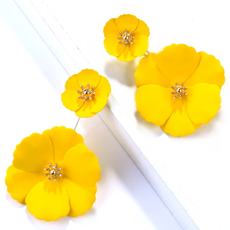 AENSOA Boho, 5 цветов, длинные висячие серьги в виде цветка для женщин, ювелирные изделия для свадебной вечеринки, трендовые массивные серьги для женщин