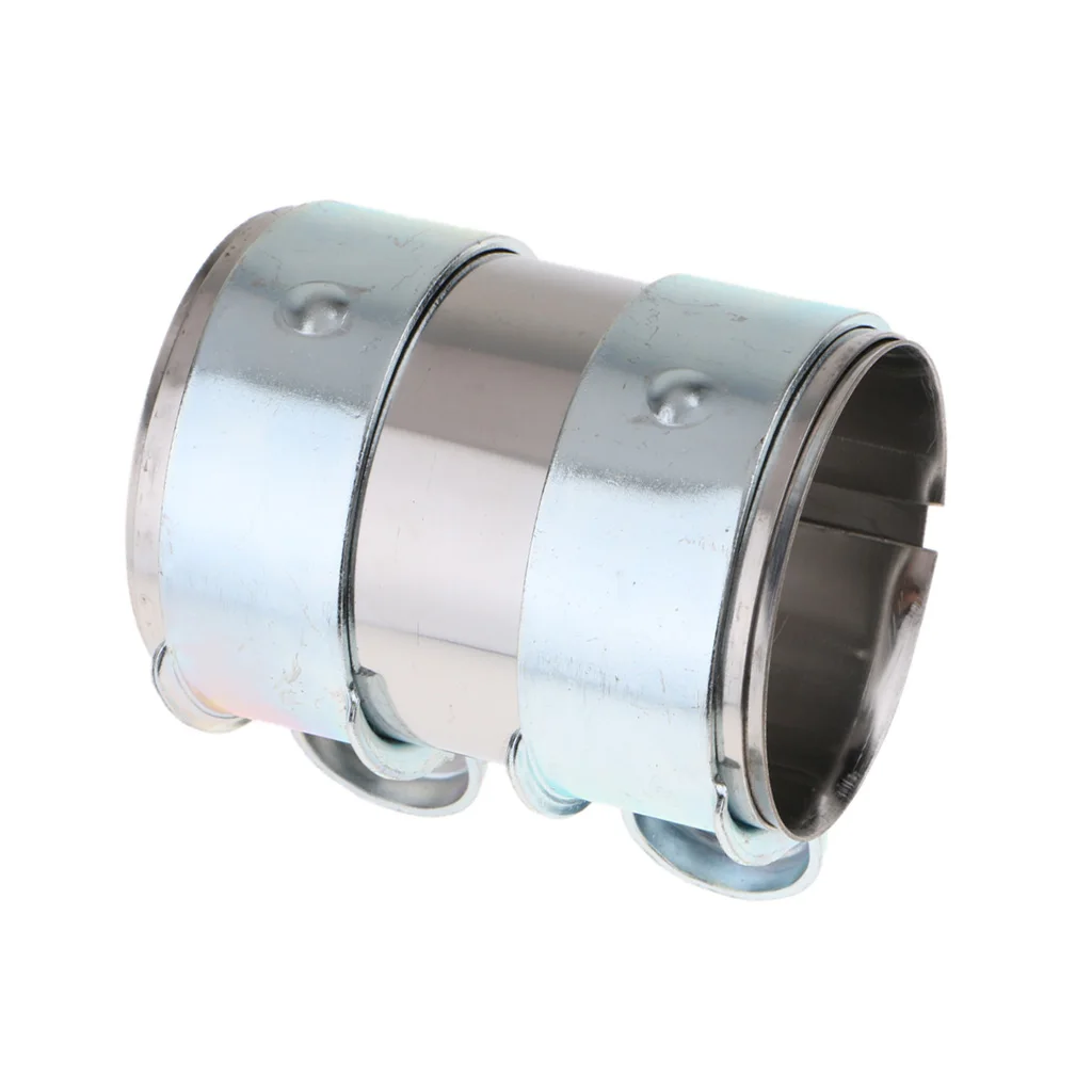 High Quality Mild Stainless Steel Clamp Car Exhaust Pipe Clip Tail Throat Hoop 63mm Inner Diameter Silver