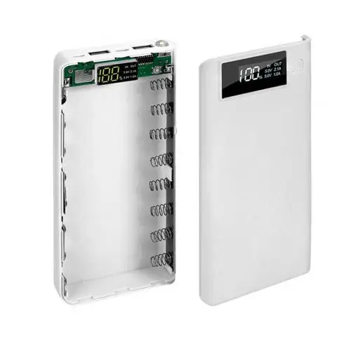 Белый Быстрая зарядка 3,0 внешний аккумулятор 18650 мАч двойной USB lcd повербанк универсальный внешний аккумулятор для мобильных телефонов портативное зарядное устройство - Цвет: Белый