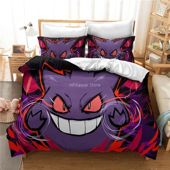 

Luxury 3d Bedding Set Gengar Printed Duvet Cover Set Pillowcase Pokemon Pikachu Pattern Bed Linen Set Twin Full Queen King Size