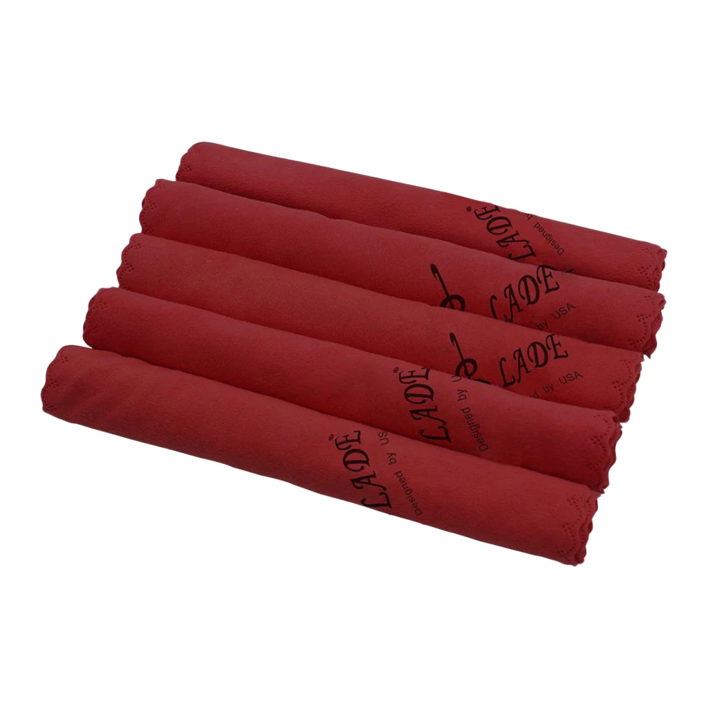 5x Guitar Saxophone Cleaning Polish Cloth for Musical Instrument Wine Red