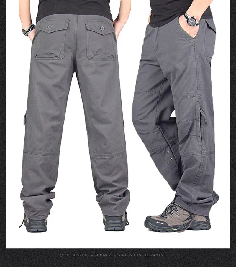 Модные тактические брюки карго мужские Свободные мешковатые военные брюки уличные повседневные хлопковые брюки карго мужские Мульти комбинезон с карманами
