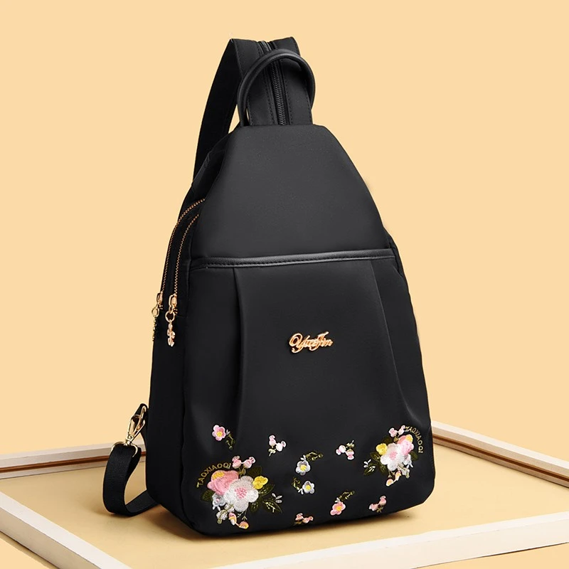 Mochila con bordado elegante mujer, bolso de viaje, mochila de estilo chino a la moda, mochila de tela de nailon lujo 2020|Mochilas| AliExpress