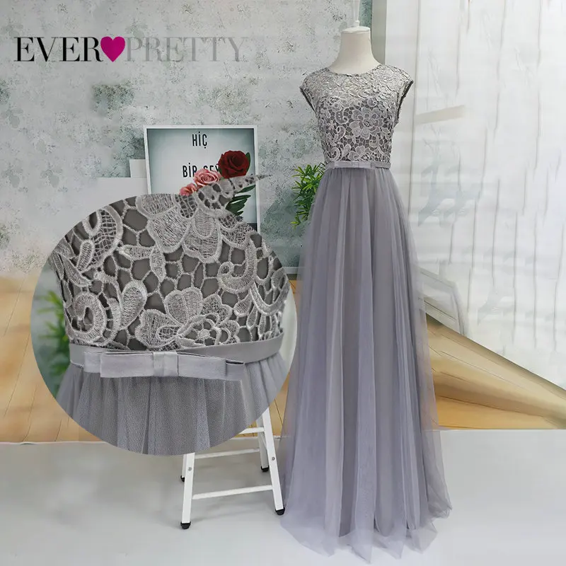 Robe De Soiree Ever Pretty открытые кружевные Длинные вечерние платья EZ07609 Тюль o-образным вырезом платье для банкета, вечеринки Abendkleider