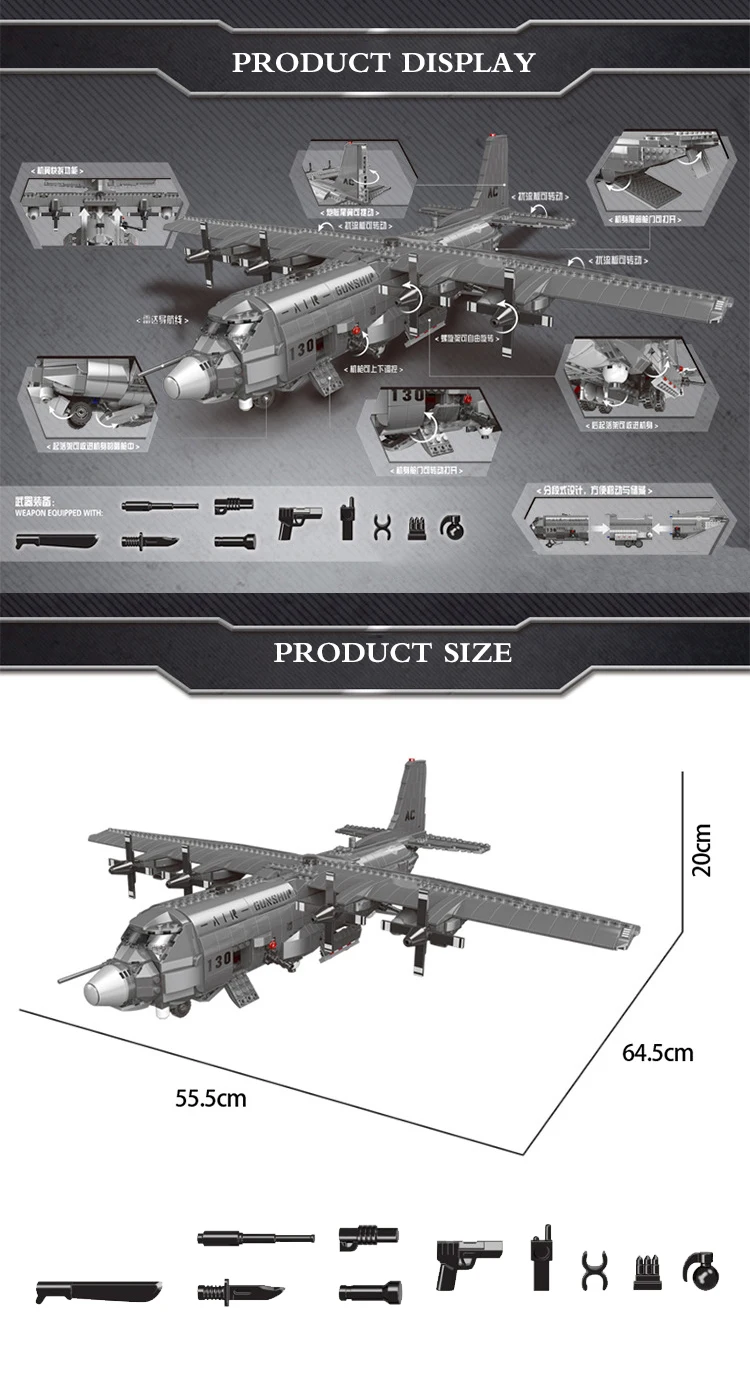 Blocos de Construção Lutador com Figuras Caber Legoinglys Série Militar Conjuntos Avião F-35 Ac130 A10 Arma Adultos Brinquedos Presente Ww2 9 Brinquedos e hobbies