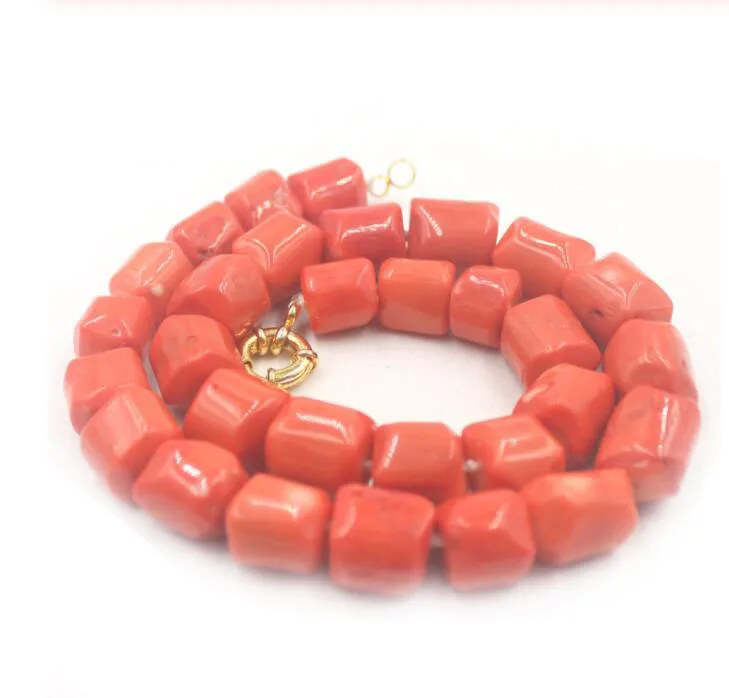 

Free Shipping 18" 12-14mm Orange Coral Beads Women Trendy Choker Statement Coral Necklace