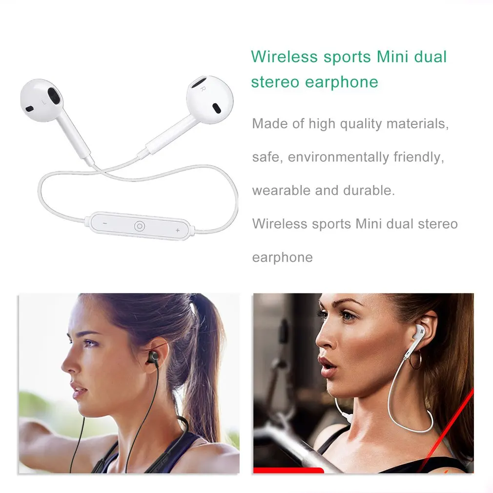 S6 беспроводные Bluetooth наушники спортивные Bluetooth V4.1 наушники мини двойной стерео в ухо динамик-руки бесплатно микрофон наушники