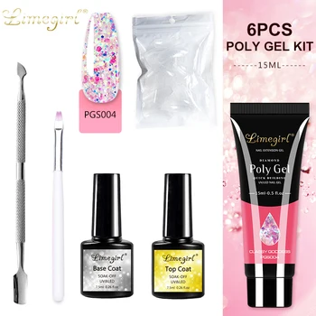 

Limegirl Poly Gel Nail Set Builder Nail Gel Clear Acrylic Gel Quick Building For Nails Extension Soak Off UV Gel Varnish Kit