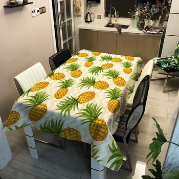 

Pineapple Fruit Tablecloth Kitchen Table Decorative Waterproof Oilproof Rectangular Table Tea Table Cloth For Wedding Birthday