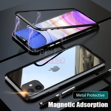 Магнитный адсорбционный чехол для телефона iPhone 11 Pro Max, чехол с магнитом для iPhone 11 Pro Max, чехол, чехлы из металла, Bumber Coque