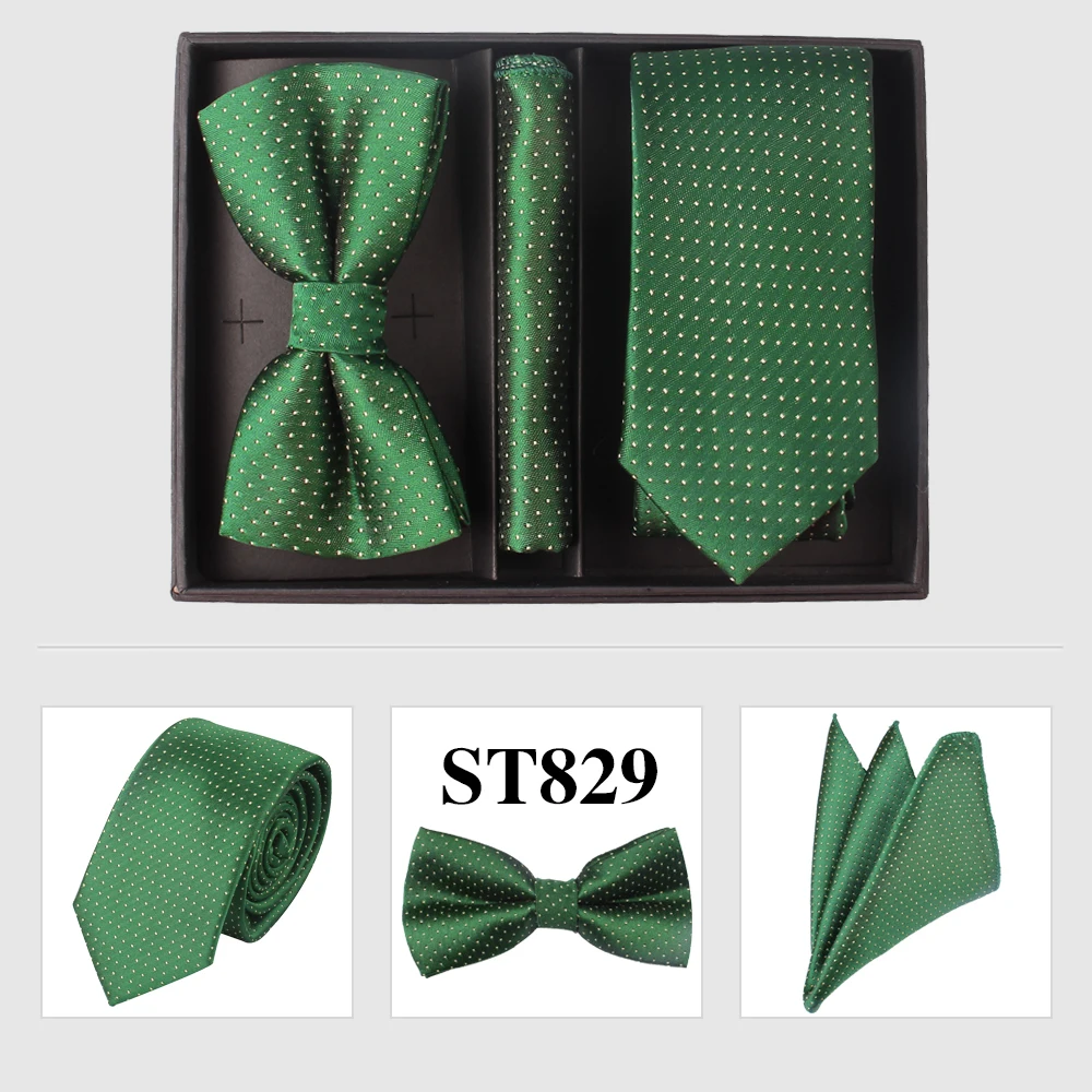 Новые наборы галстуков для рождественских подарков, галстук-бабочка, карманный квадратный набор для мужчин, деловой шейный галстук жениха, галстуки с коробкой