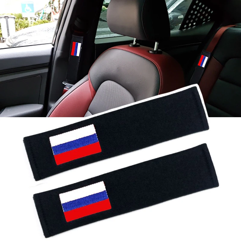 2Pcs Car Seat Belt Shoulder Cushion Cover Pad Fit For BMW M Auto Red Color 