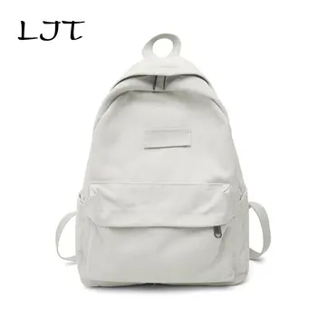 

LJT Women Canvas Backpack High School Students Book Back Shoulder Bag Travel Daypacks Unisex Vintage Rucksack mochila gift