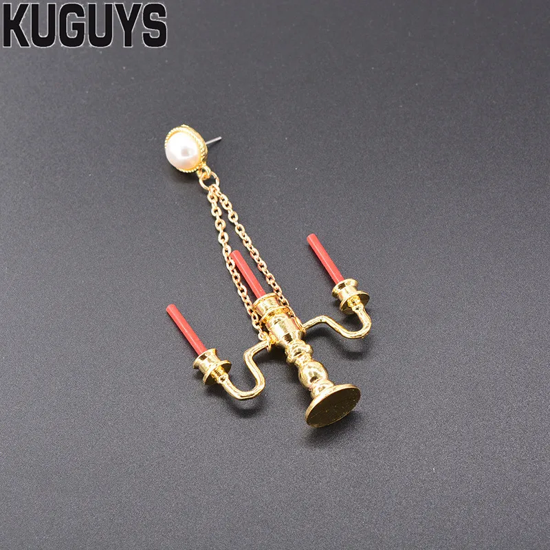 STYLE 1 RED 1 PC KUGUYS, 1 шт., не 1 пара, барокко, золотой подсвечник, серьги с кисточками для женщин, ювелирные изделия, винтажные, красные, белые, длинные серьги-капли, аксессуары - Окраска металла: STYLE 1 RED 1 PC
