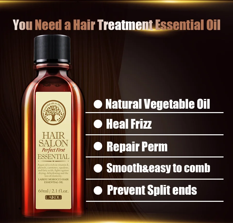 Hot 60ML Multi-functional Hair & Scalp Treatments Hair Care Moroccan Pure Argan Oil Hair Essential Oil for Dry Hair Types Hot 60ML Multi-functional Hair & Scalp Treatments Hair Care Moroccan Pure Argan Oil Hair Essential Oil for Dry Hair Types