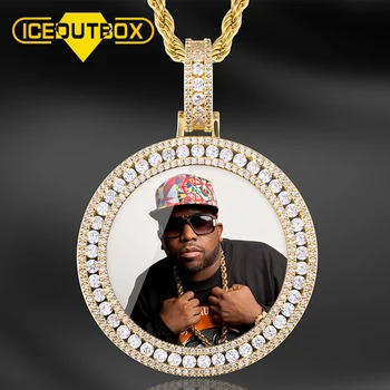 

New Fashion Custom Made Photos Roundness Solid Pendant Necklace Custome Picture For Women Men Hip Hop Jewelry With Tennis Chain