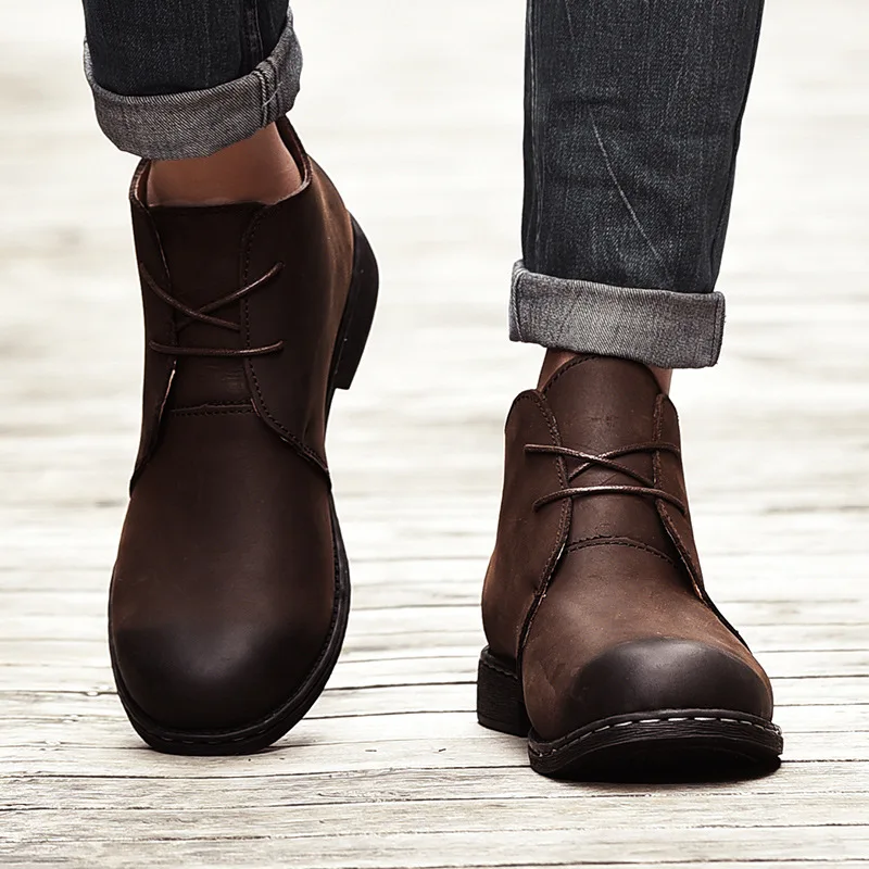 Мужские ботинки в британском стиле высокого качества; сезон осень-зима; мужские модные ботинки на шнуровке; мужские ботинки из искусственной кожи; Botas; мужские ботинки