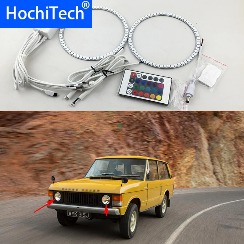 Для Land Rover Range 1987 1988 1989 90 91 92 93 1994 RGB светодиодный фар колец halo ангел демон глаза с